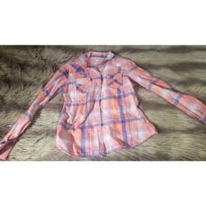 Peach and blue plaid Mossimo button up.
